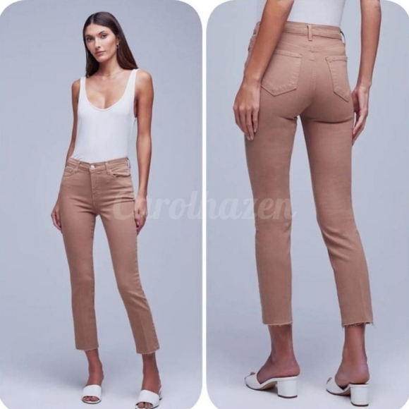 NEW L'AGENCE Sada Cropped Slim Straight Leg Coated Luxury Jeans Summer - Picture 1 of 14